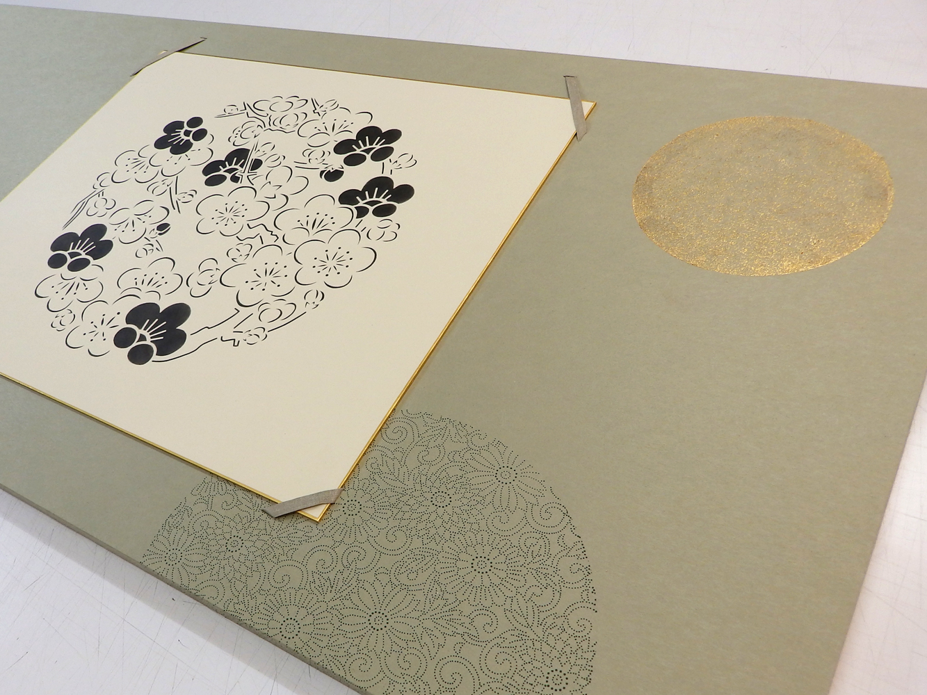 色紙パネル　町家ふすま・伊勢型紙砂子振り