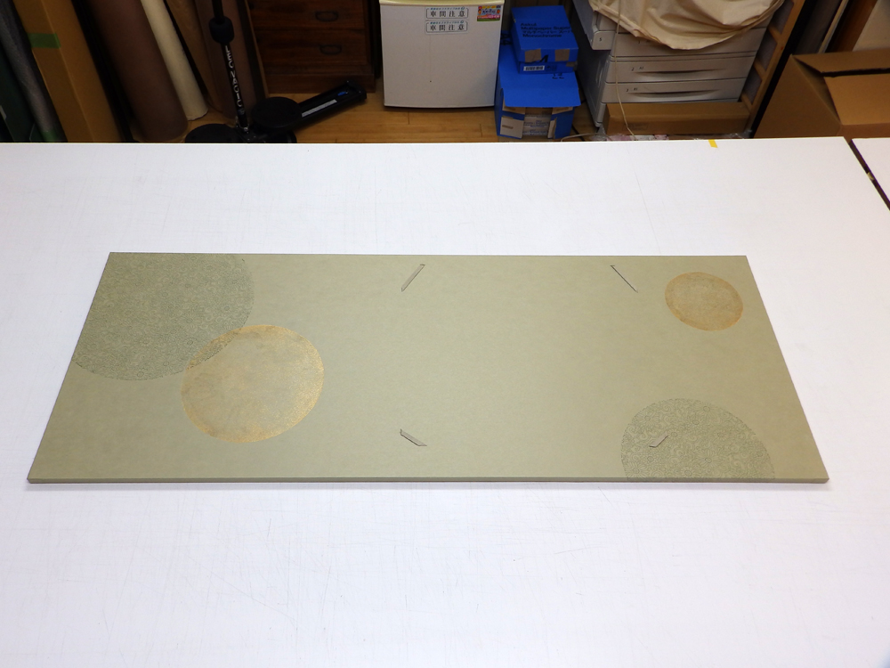 伊勢型紙・砂子振り　色紙パネルと花丸色紙