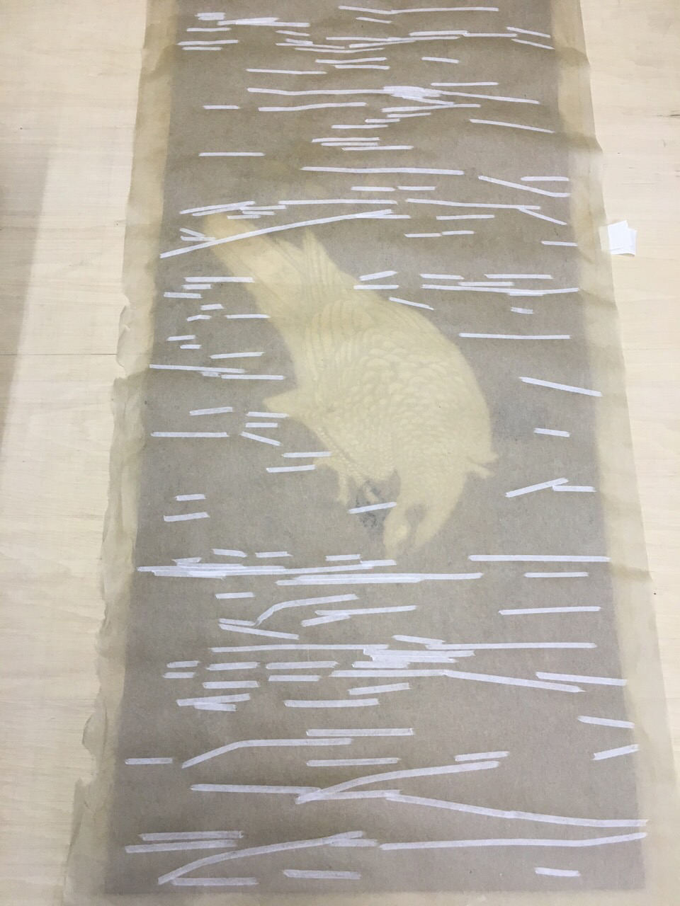 鷹の掛軸 修復