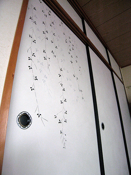 越前手漉雲肌和紙の襖（ふすま）「萩」