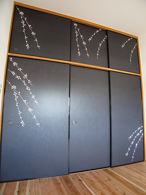 天袋からしだれ桜 三枚立て