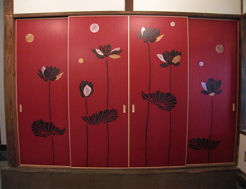 古町家リフォームの襖（ふすま）「ロータス」