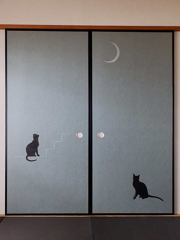 ネコ柄のふすま