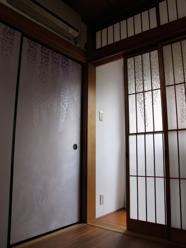 藤柄の障子