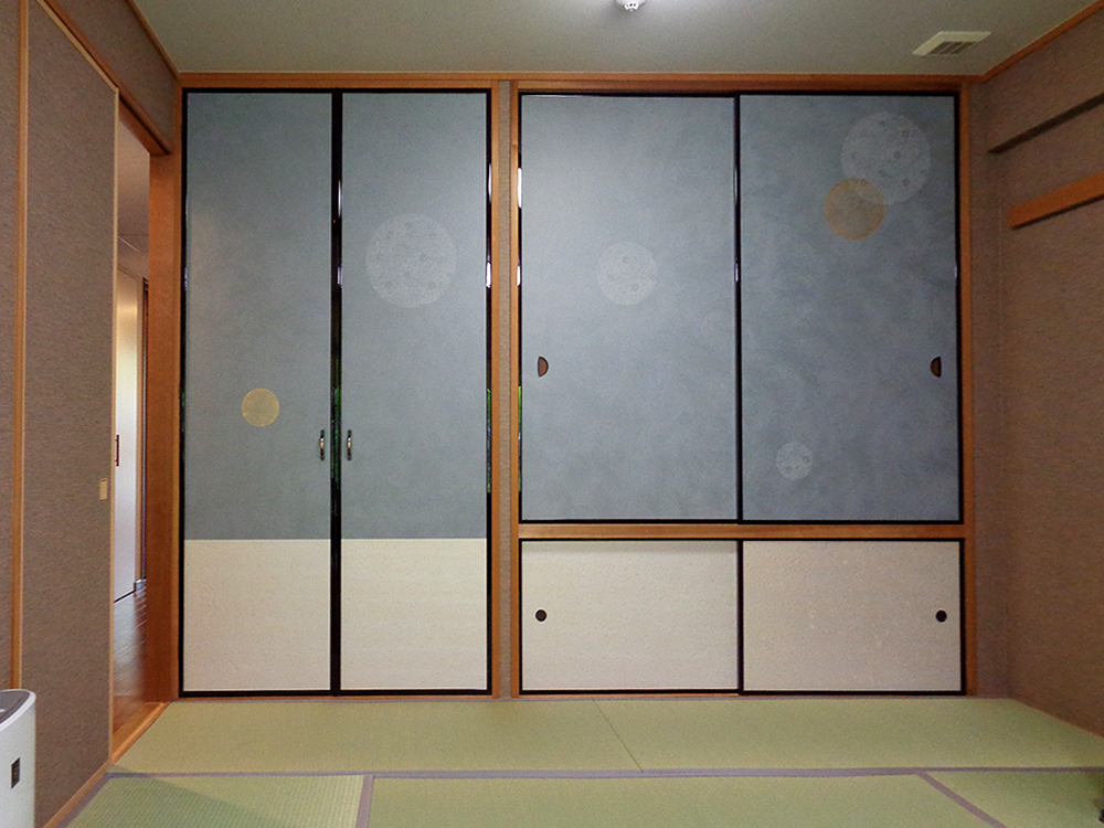 丈長両開き「伊勢型紙砂子振り」の襖・大阪府豊中市